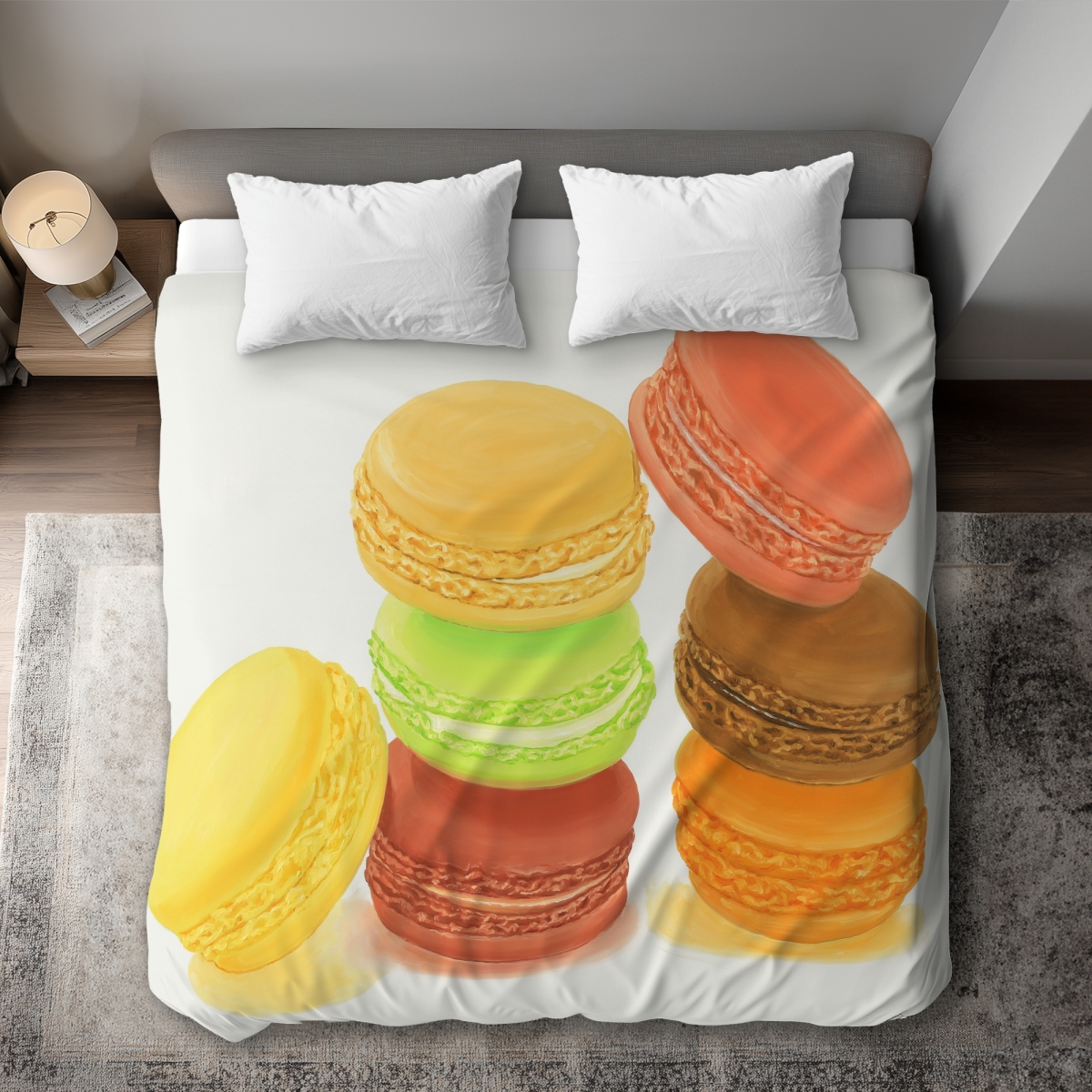 C1DCKSW0KS5VVQ King Size Delicious Macaroons Duvet Cover - Kitchen Hyperrealist Decor