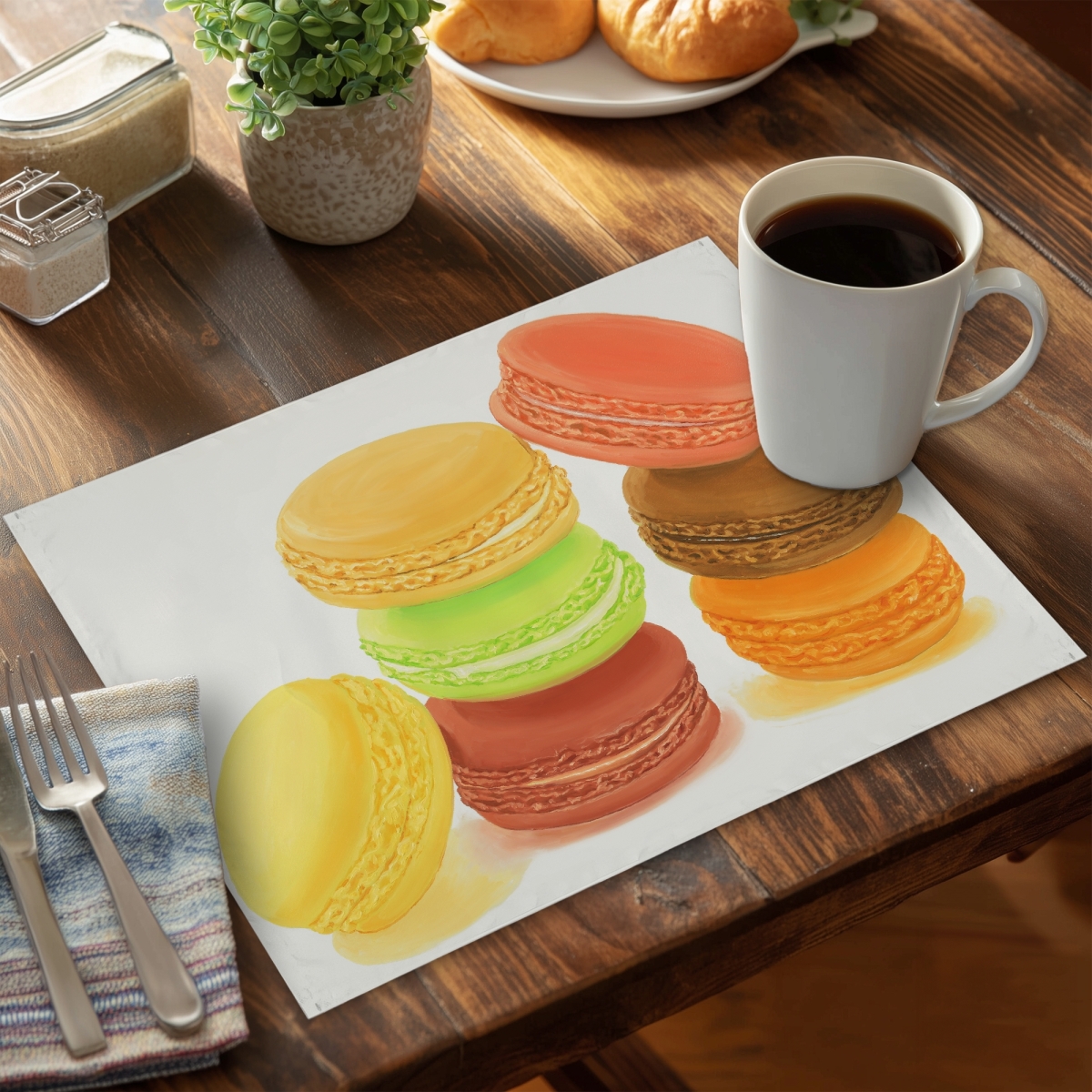 Picture of Begin Home Decor CPPM1418FARES5 14 x 18 in. Delicious Macaroons Placemat - Hyperrealist Kitchen Decor