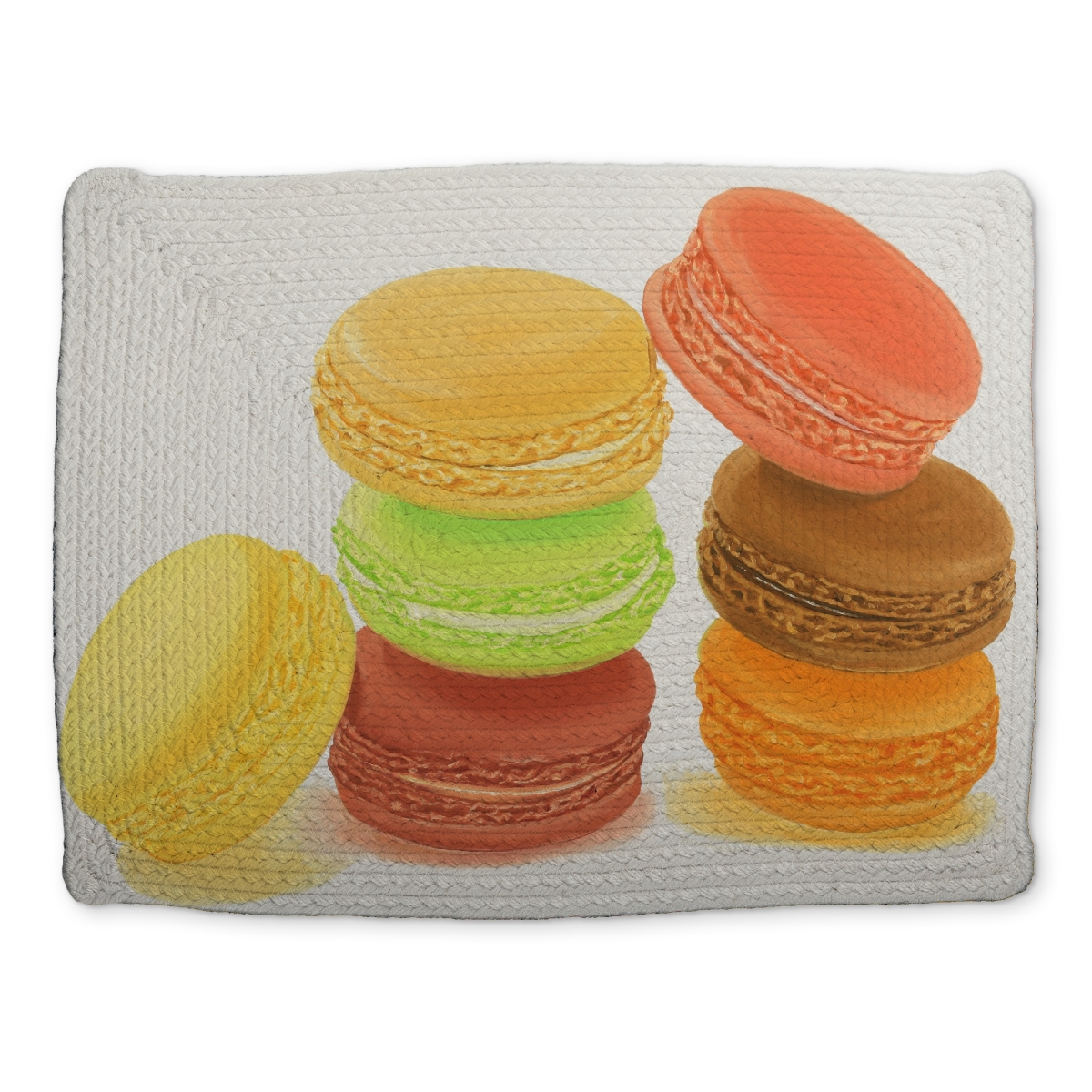 Picture of Begin Home Decor CBPM14186Z0RAI 14 x 18 in. Gourmet Braided Polyester Placemat - Delicious Macaroons Decor