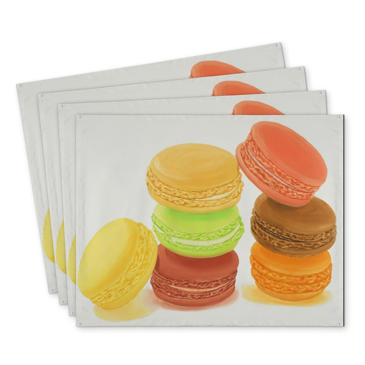 Picture of Begin Home Decor C4PP14181LZFVF 14 x 18 in. Delicious Macaroons Polyester Placemat for Home Decor - Stylish - Set of 4