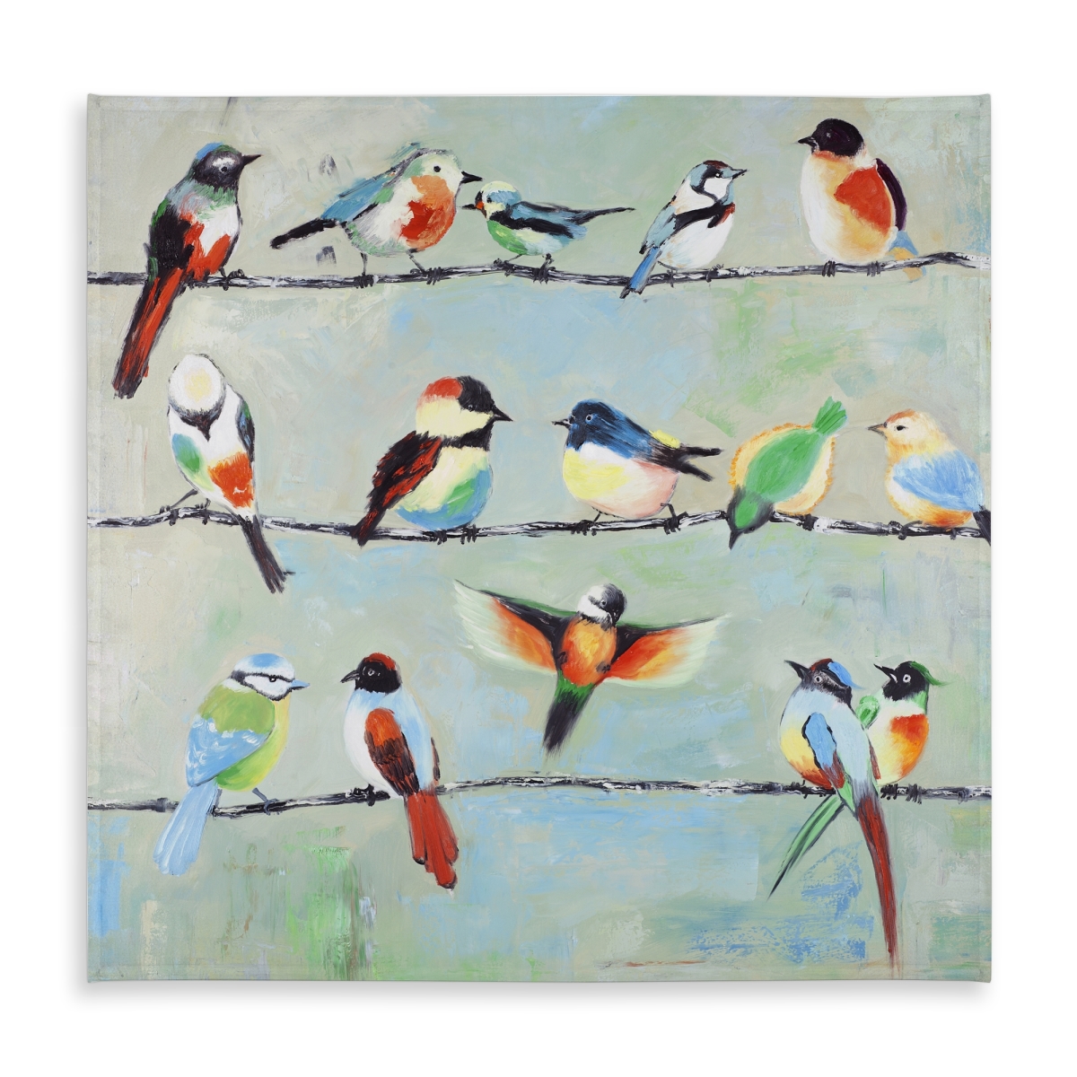 Picture of Begin Home Decor C1TC5858O0TNIZ 58 x 58 in. Small Abstract Colorful Birds Tablecloth - Living Room Decor