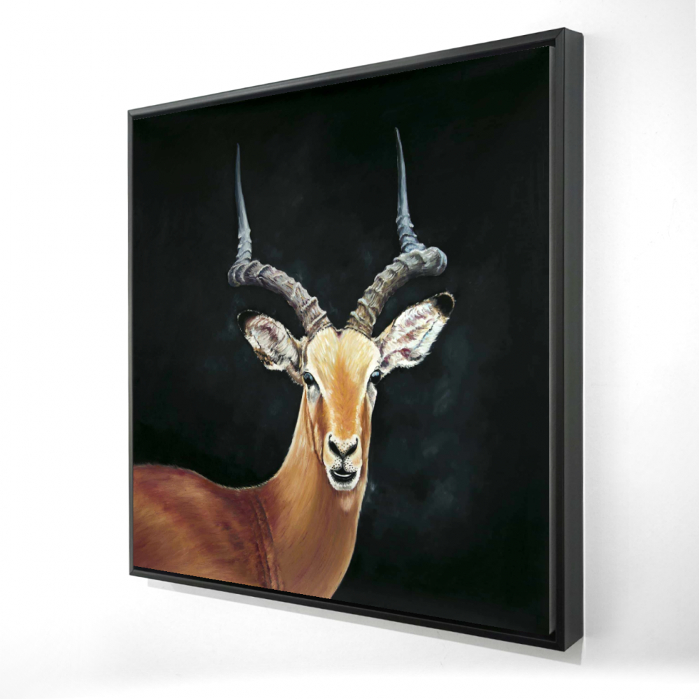 2081-2424-AN517 24 x 24 in. Antelope Rustic Deer Canvas - Framed Wall Art Home Decor