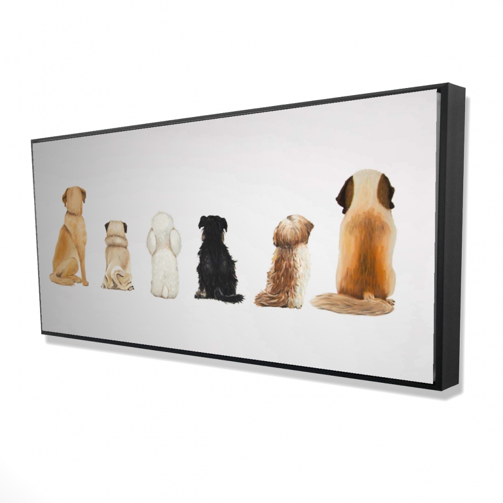 2081-2448-AN504 24 x 48 in. Mans Best Friend Back View - White Framed Canvas Decor