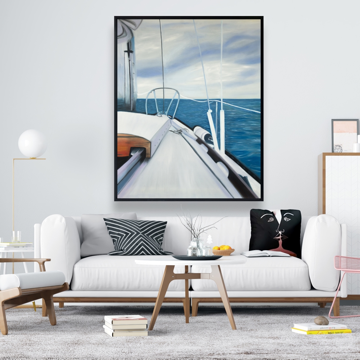 C1FC4860E2OF9O 48 x 60 in. Sail on the Water - Coastal Hyperrealist Framed Canvas Art