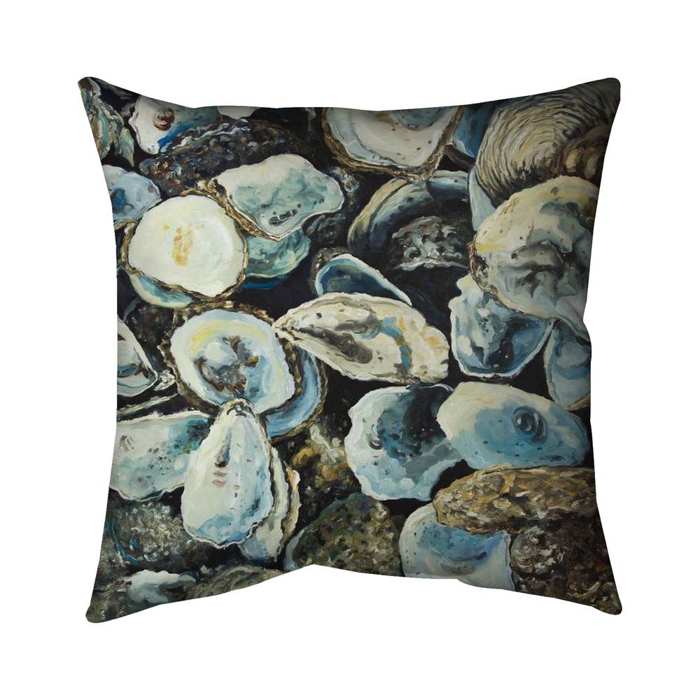 5541-1616-CO164 16 x 16 in. Oyster Shells Blue Pillow - Marine Decor for Home
