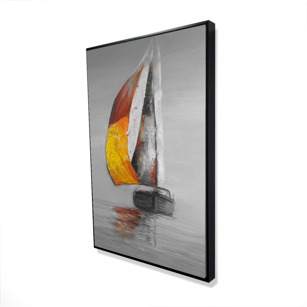 2081-3624-CO64 24 x 36 in. Sail - White Boat Framed Canvas for Elegant Home Decor