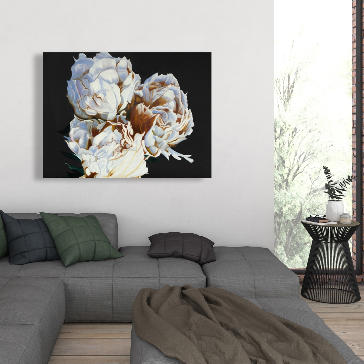 C1RC3648H60QZ4 36 x 48 in. Blooming Peonies - Hyperrealist Canvas - Decor