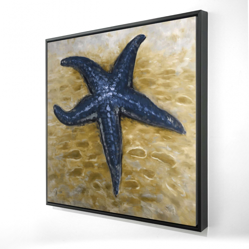 2081-3636-CO68-1 36 x 36 in. Blue Starfish - Classic Blue Bathroom Framed Canvas Decor