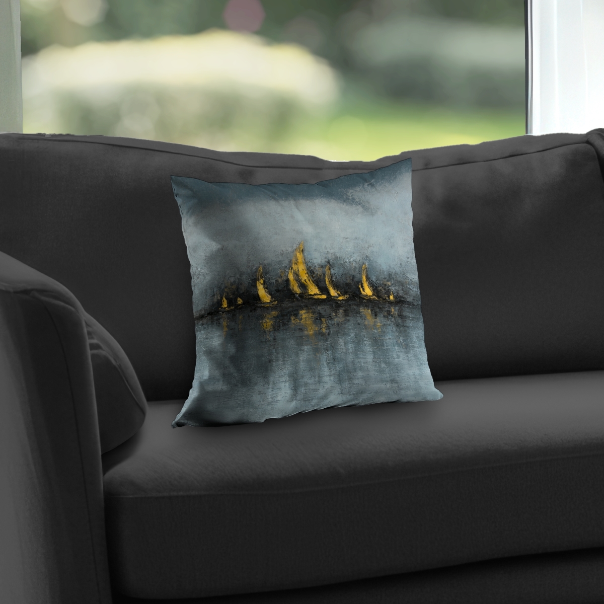 C1PT1414QO3C81 14 x 14 in. Set Sail Blue Abstract Poly Twill Throw Pillow - Home Decor