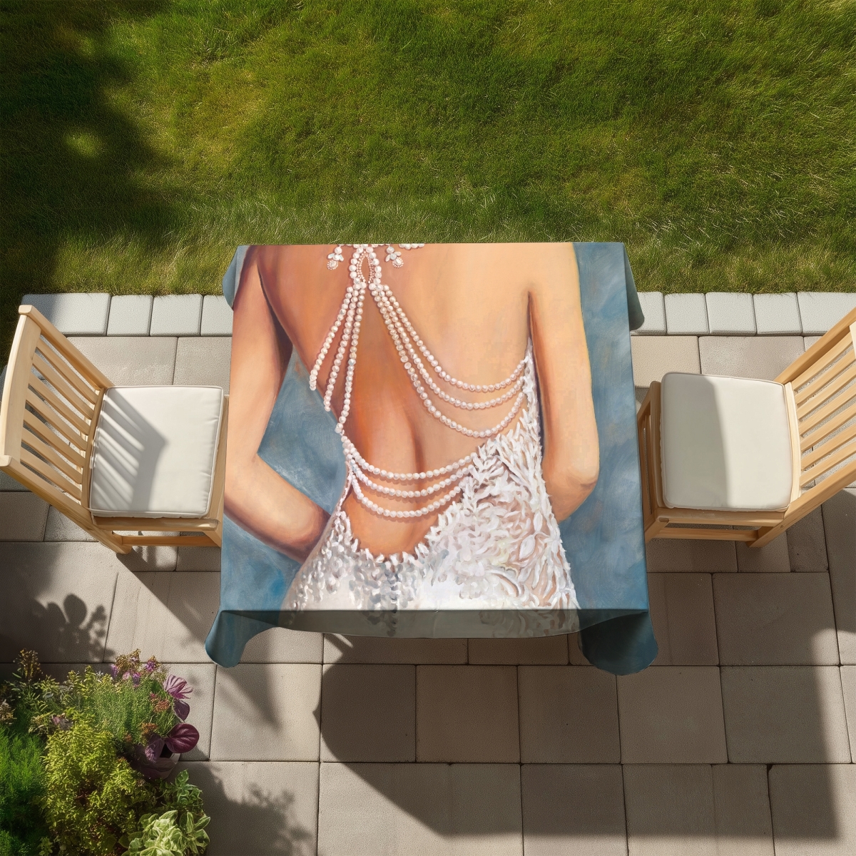 Picture of Begin Home Decor C1TC5858MJ2RBA 58 x 58 in. Wedding Dress Tablecloth - Romantic Indoor & Outdoor Decor