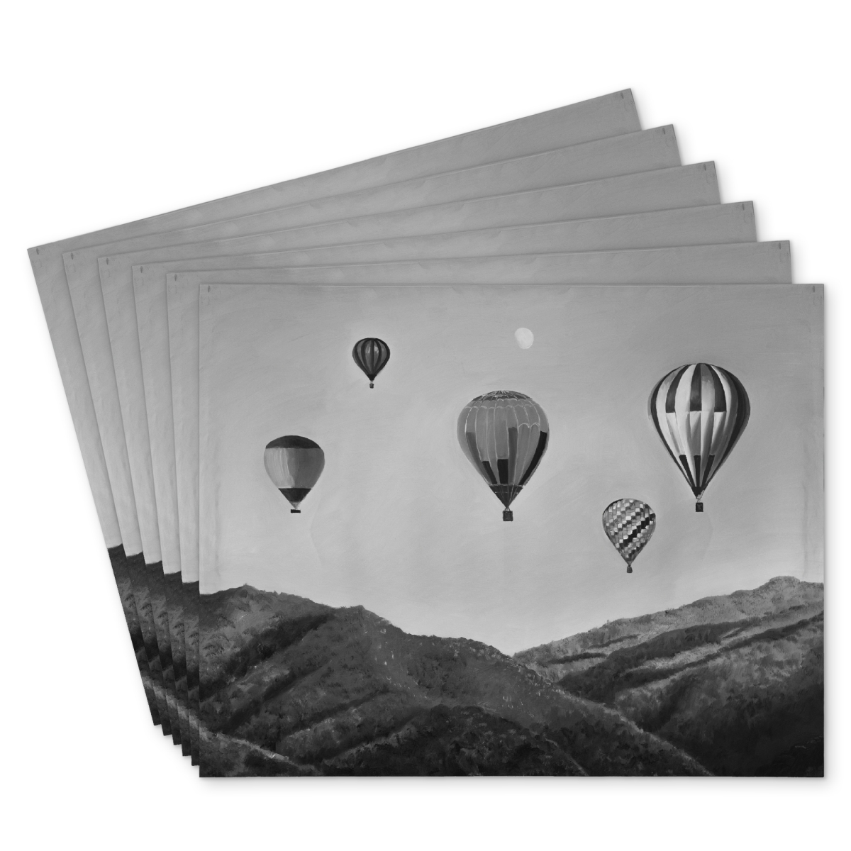 Picture of Begin Home Decor C6PP14188V2HNJ 14 x 18 in. Air Balloon Landscape Polyester Placemat - Home Decor Accent - Set of 6