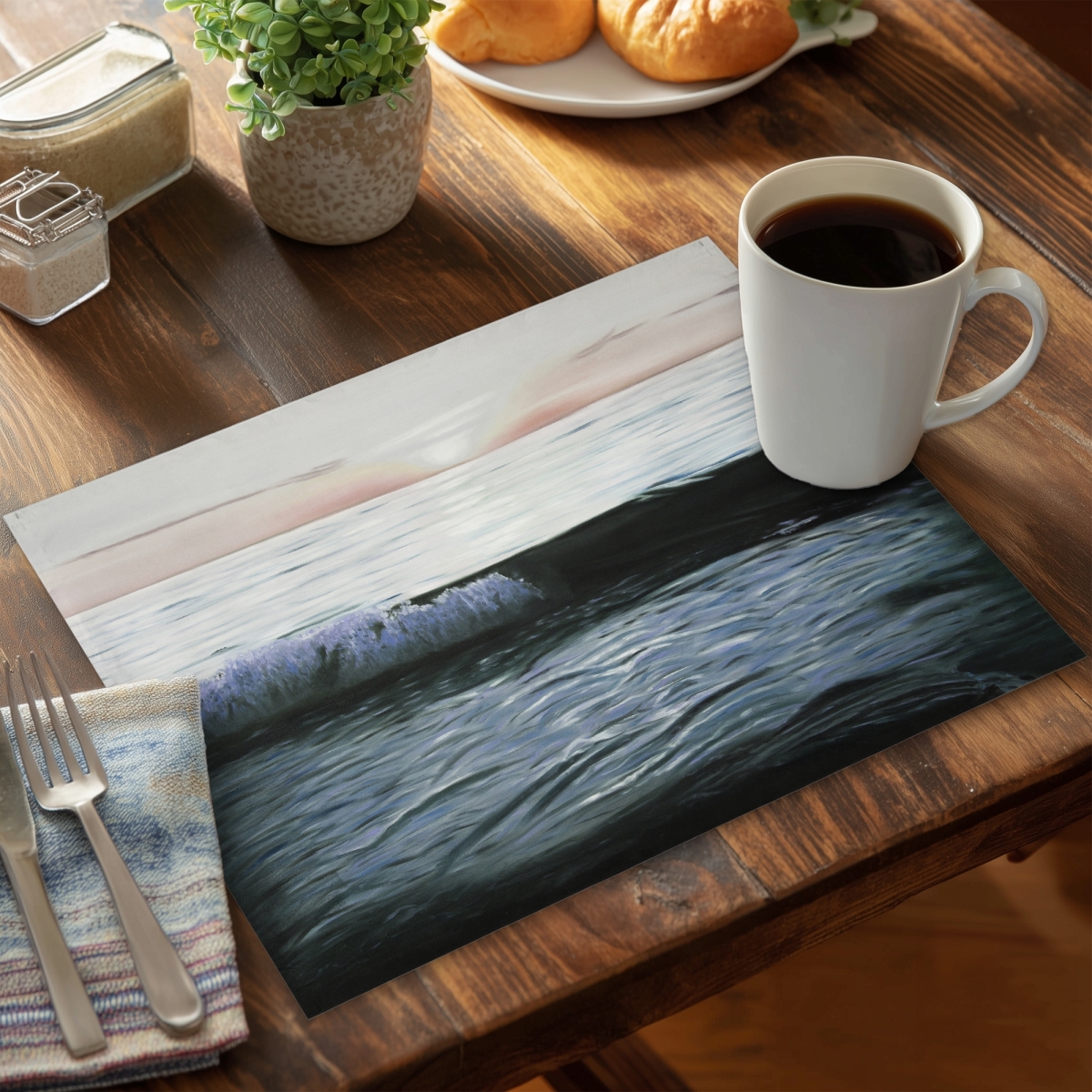 Picture of Begin Home Decor C6PP1418AELA8N 14 x 18 in. Desaturated Sunset Polyester Placemat - Elegant Home Decor - Set of 6