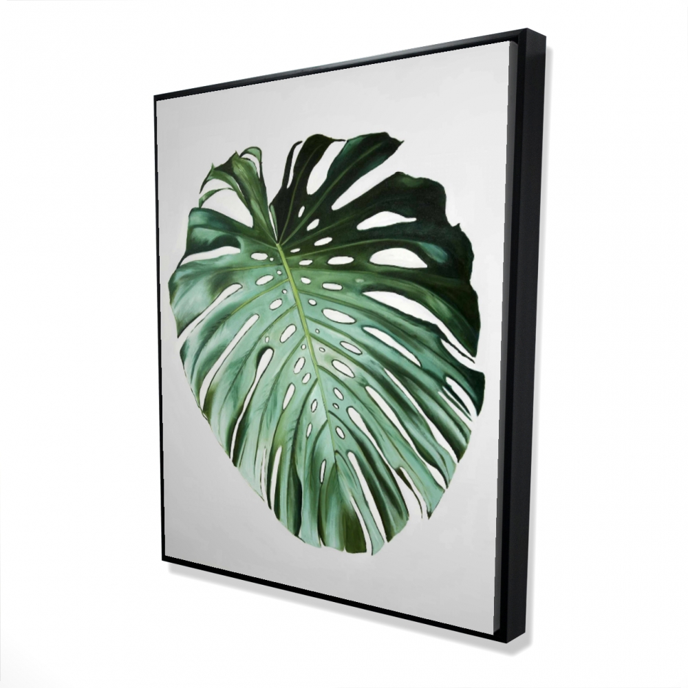 2081-6048-FL357 48 x 60 in. Monstera Leaf Framed Canvas - Green Floral Home Decor Art