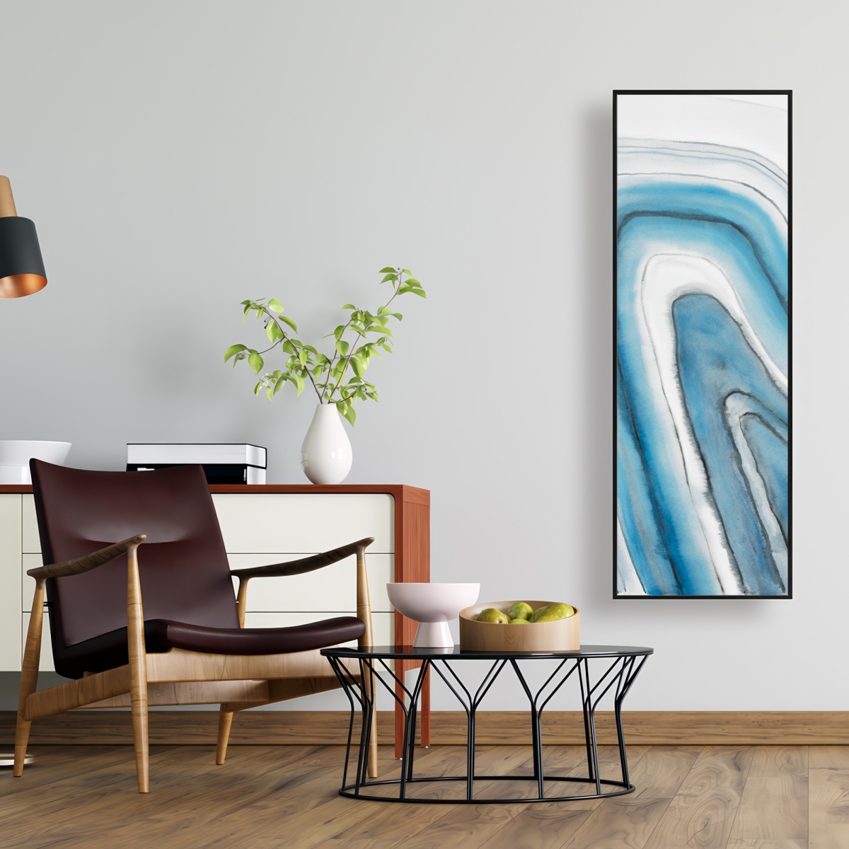 C1FC1648983POO 16 x 48 in. Round Geode - Abstract Contemporary Framed Canvas Home Decor