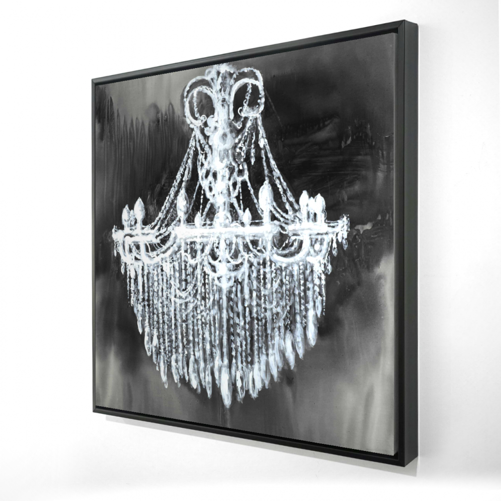 2081-3636-SL17 36 x 36 in. Big Glam Chandelier - Blue Still Life Framed Canvas Decor