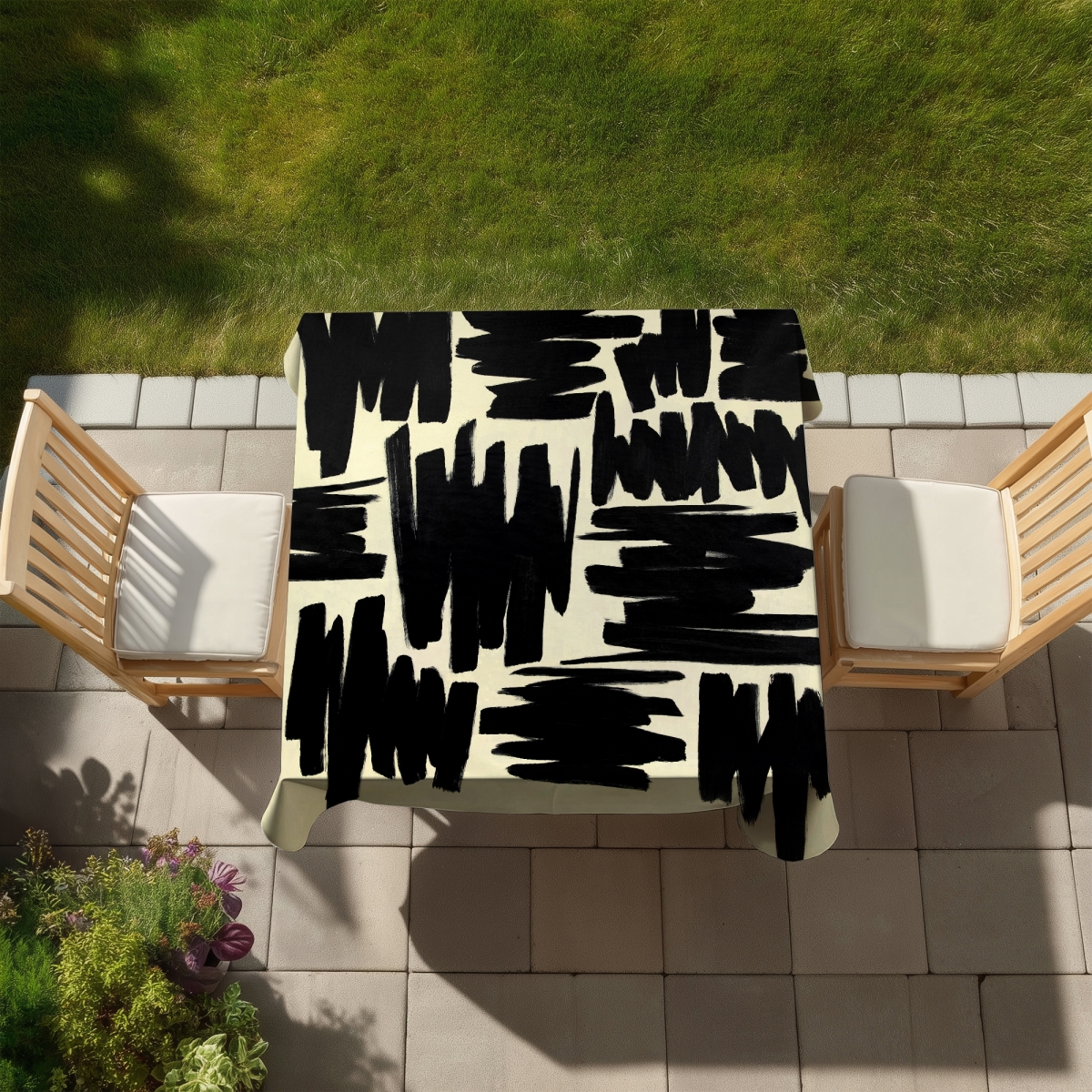 Picture of Begin Home Decor C1TC58584PMNL6 58 x 58 in. Deconstructed Stripes Tablecloth - Minimalist Man Cave Decor