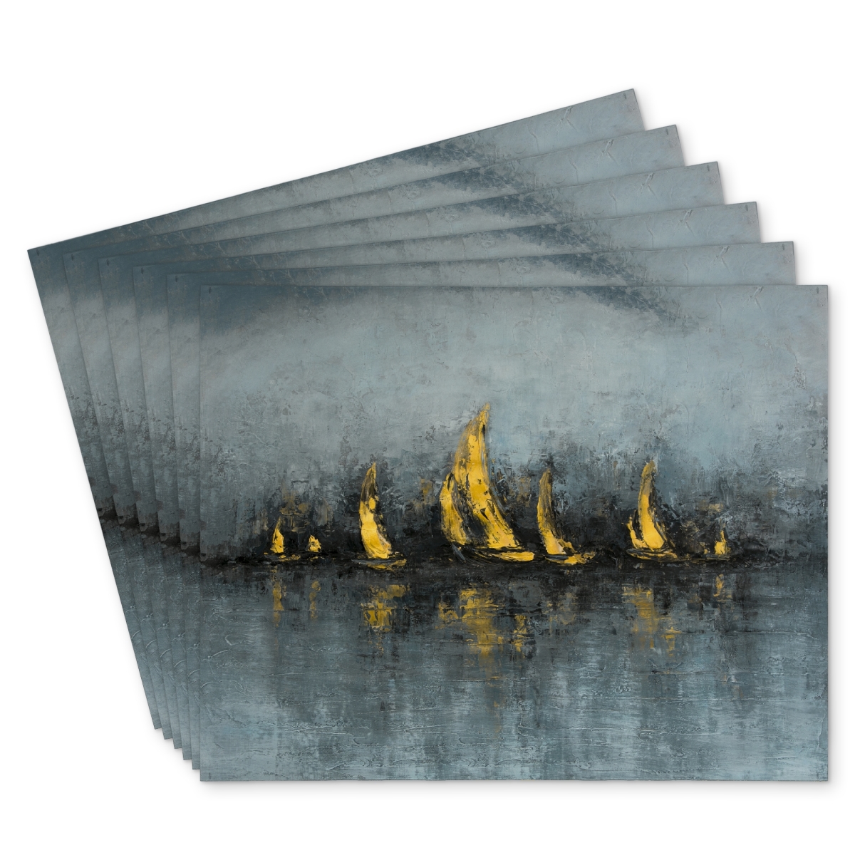 Picture of Begin Home Decor C6PP141878MBJB 14 x 18 in. Set Sail Polyester Placemats - 6-Pack Home Decor Dining Set - Set of 6