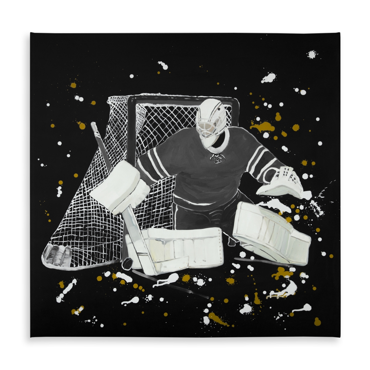 Picture of Begin Home Decor C1TC5858VBEQRA 58 x 58 in. Gray Man Goalkeeper Hockey Tablecloth - Indoor & Outdoor Decor