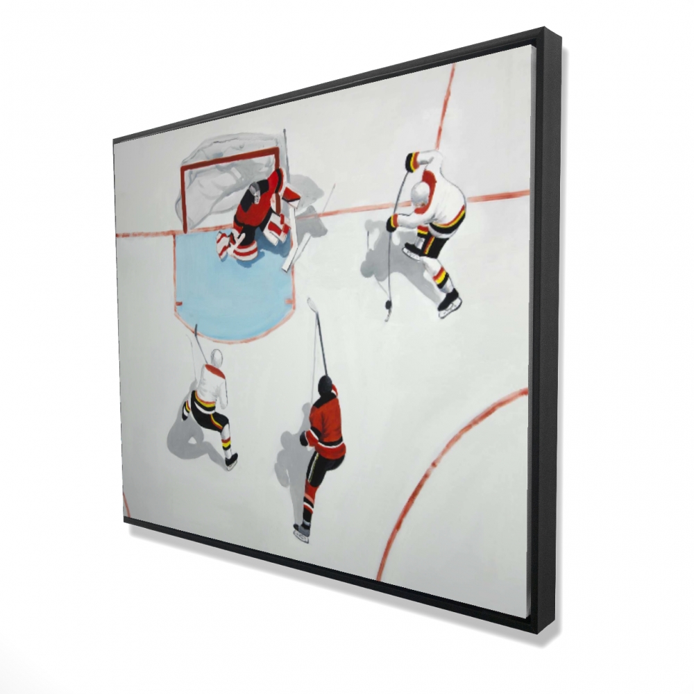 2081-4860-SP74 48 x 60 in. Eventful Hockey Game - Man Cave White Framed Canvas Decor