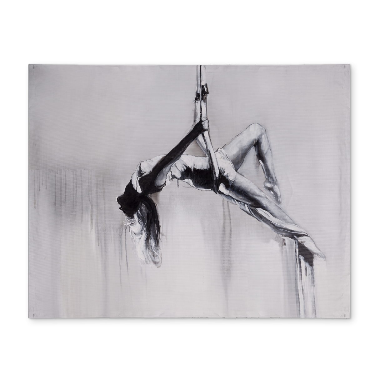 Picture of Begin Home Decor CPPM1418UHRMSI 14 x 18 in. White Monochrome Bathroom Placemat - Dancer on Aerial Contortion