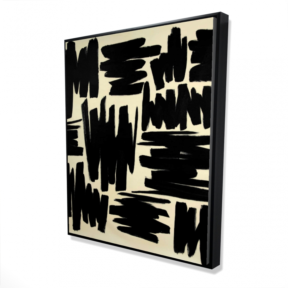 2081-6048-AB113 48 x 60 in. Deconstructed Stripes - Black Office Framed Canvas Decor