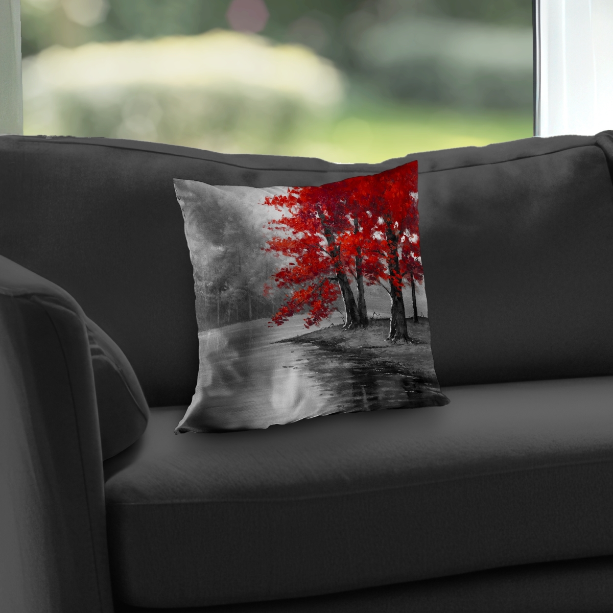 C1PC1414V034DV 14 x 14 in. Peaceful View - Contemporary Leaves Poly Twill Throw for Home Decor