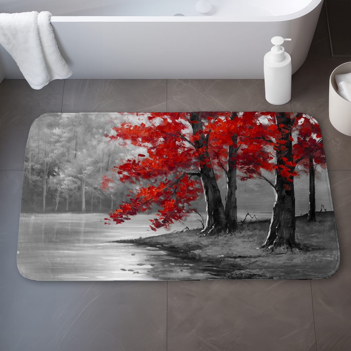 C1BM2134SFV8QR 21 x 34 in. Peaceful View Contemporary Trees Bath Mat - Home Decor Essentials