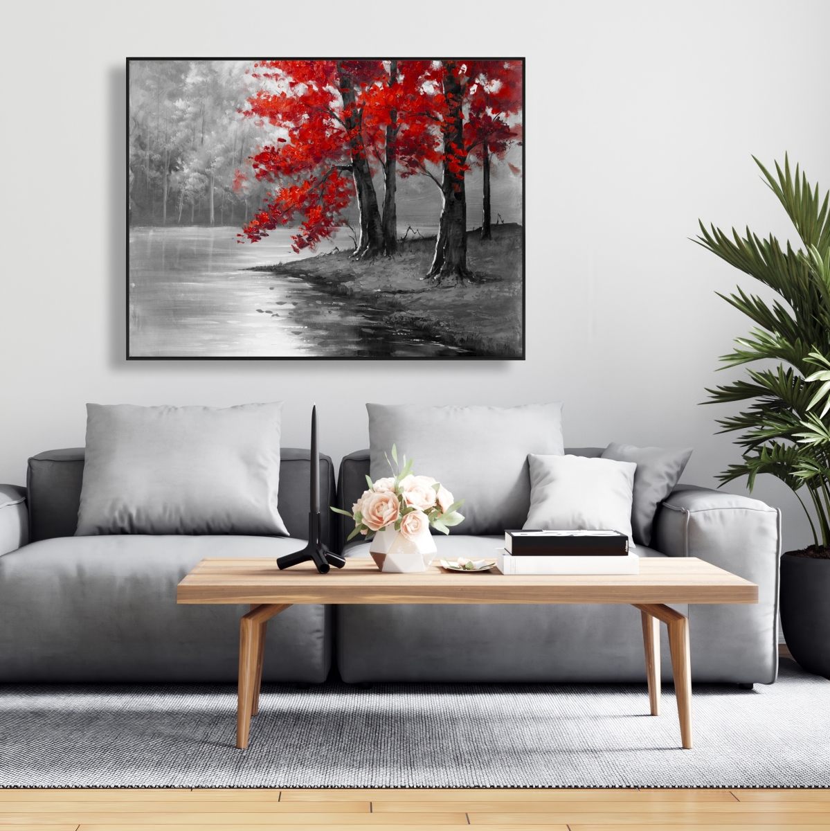 C1FC3648I6CG30 36 x 48 in. Peaceful View - Contemporary Framed Canvas for Bedroom Decor