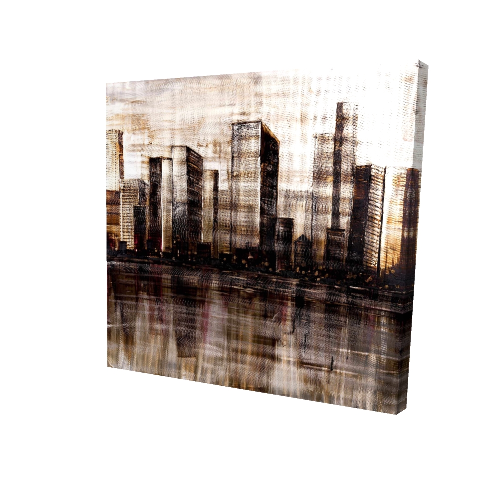 2080-0808-CI237 8 x 8 in. Brown Building Cities Canvas - Sketch of the City Wall Art Decor