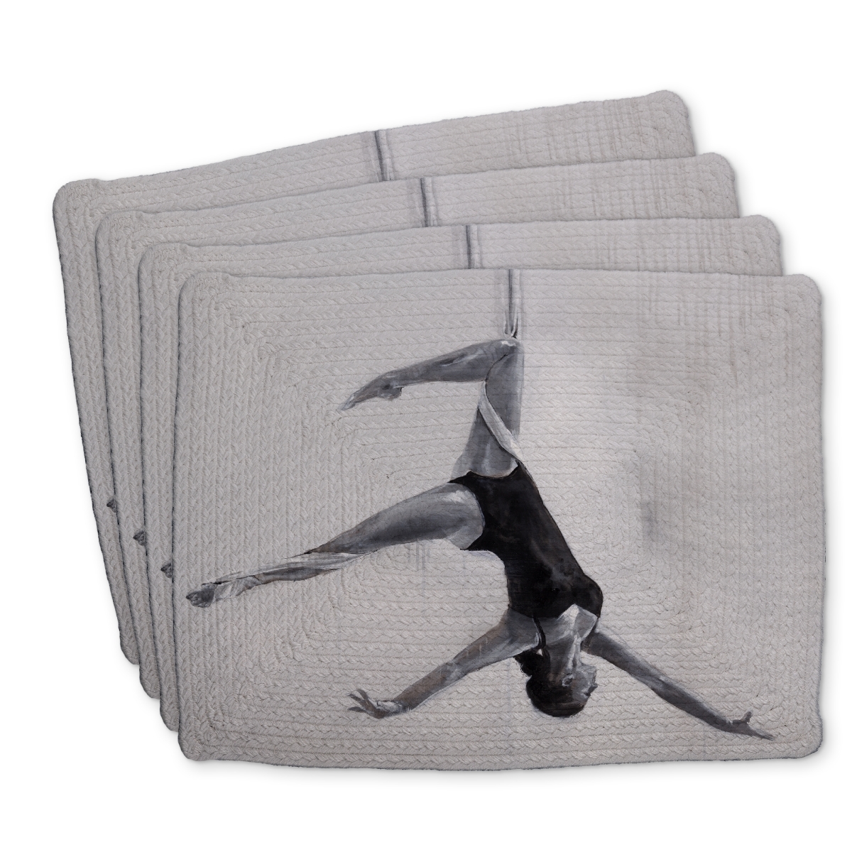 Picture of Begin Home Decor C4BP1418GMHNH6 14 x 18 in. Dancer on Aerial Silks Braided Polyester Placemat - Home Decor - Set of 4