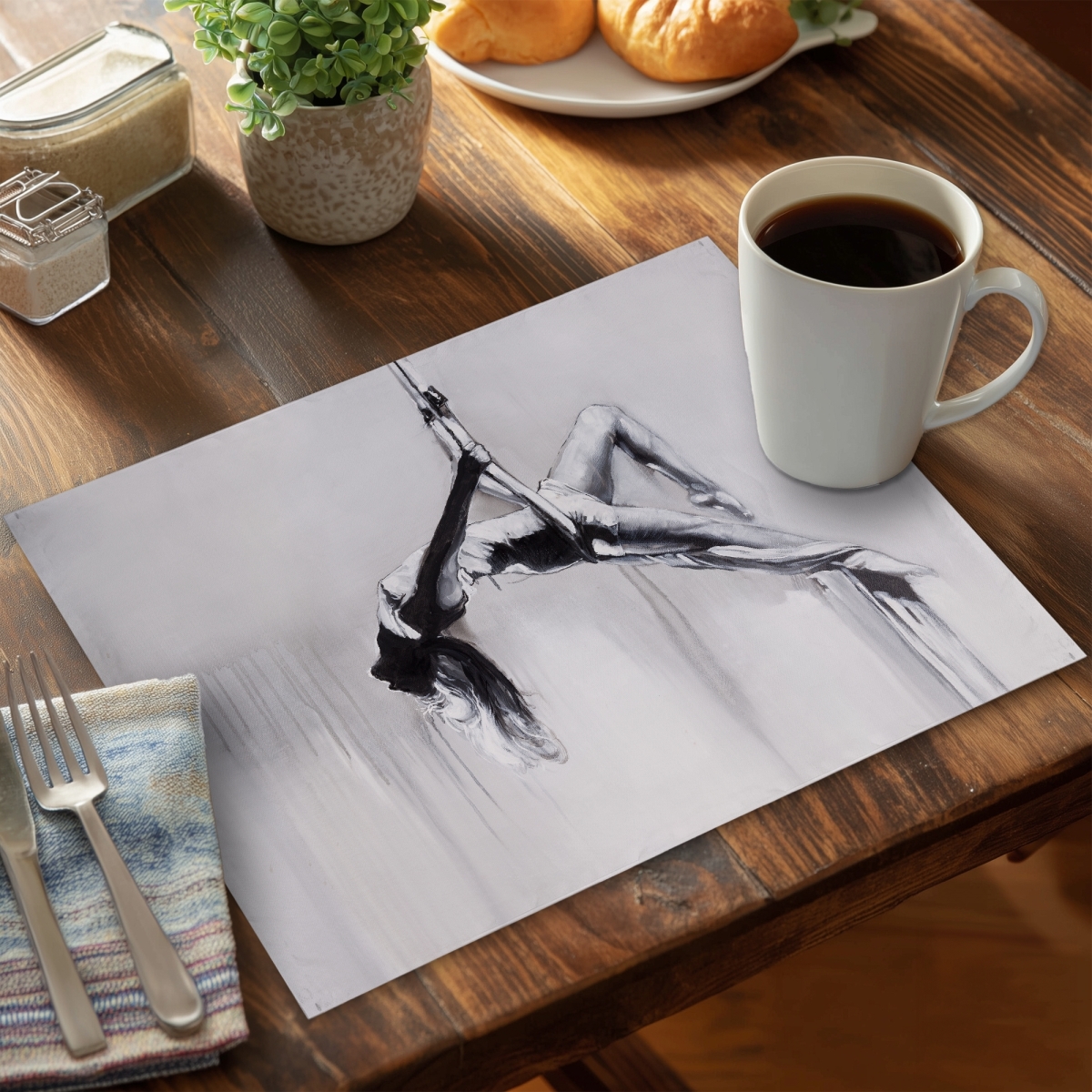 Picture of Begin Home Decor C6PP1418TLDZBY 14 x 18 in. Dancer on Aerial Contortion Polyester Placemat - Home Decor - Set of 6