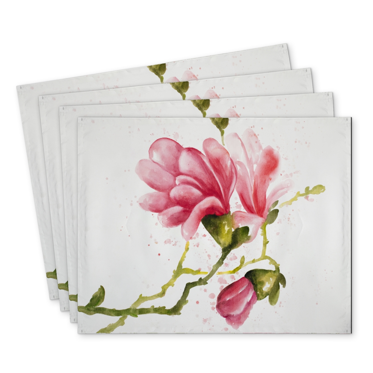Picture of Begin Home Decor C4PP1418GU93YI 14 x 18 in. Magnolia Flowers Polyester Placemat - Elegant Home Decor - Set of 4