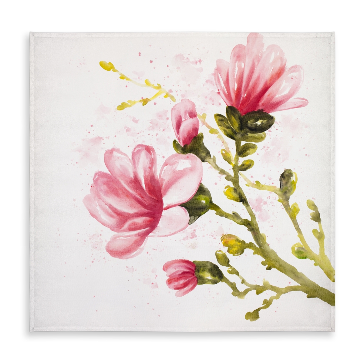 Picture of Begin Home Decor C1TC5858QR2155 58 x 58 in. Watercolor Magnolia Flowers Tablecloth - Romantic Home Decor