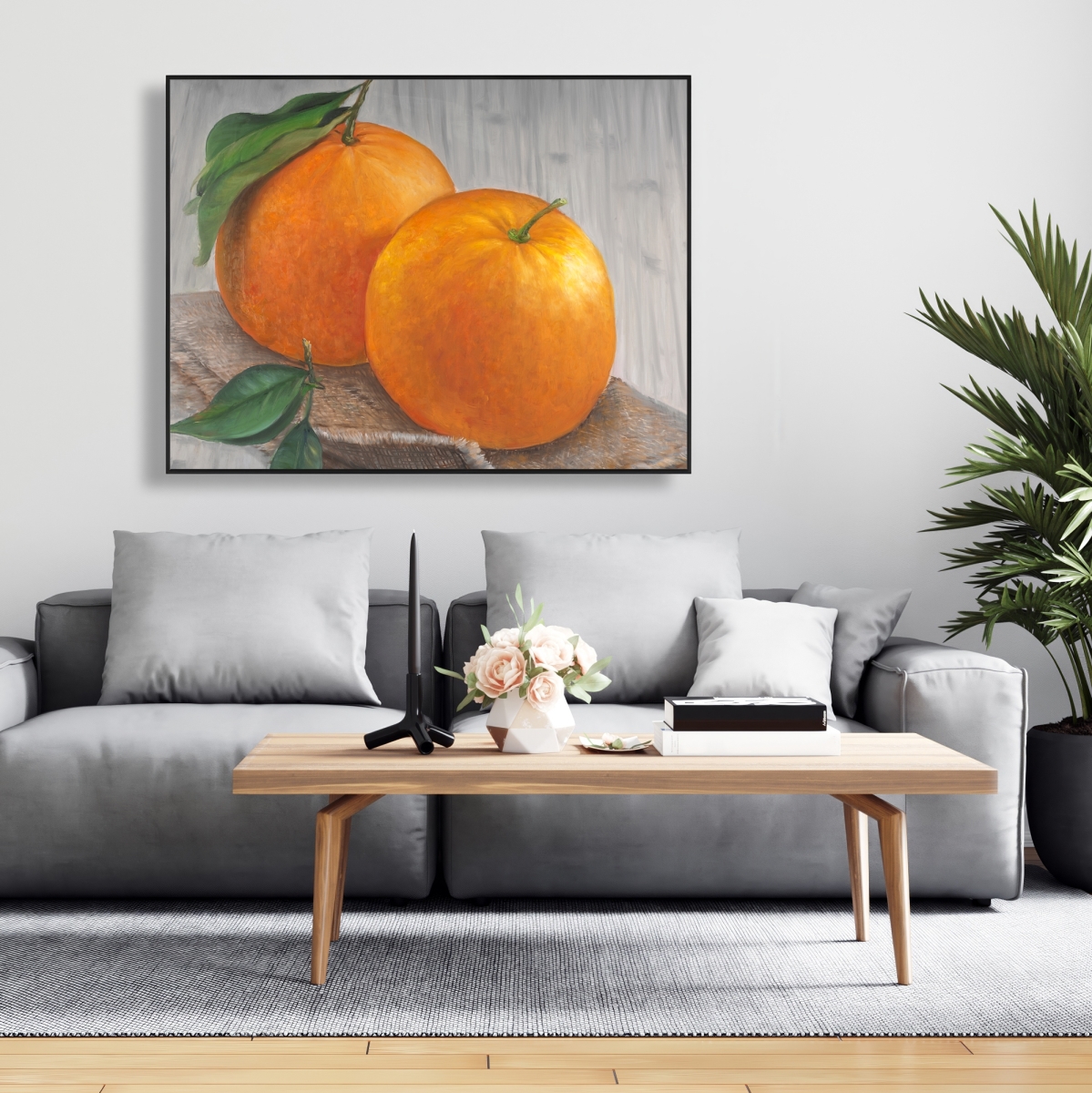 C1FC3648MPCTL4 36 x 48 in. Two Oranges - Brown Food Framed Canvas for Home Decor