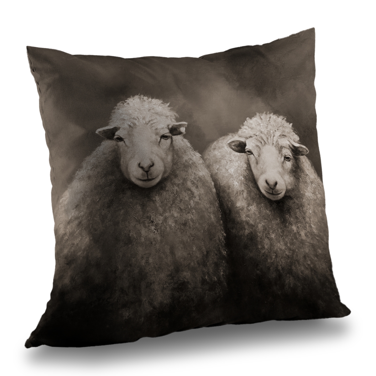 C1PC1414L8DG45 14 x 14 in. Sheep Sepia - Rustic Poly Twill Throw for Home Decor