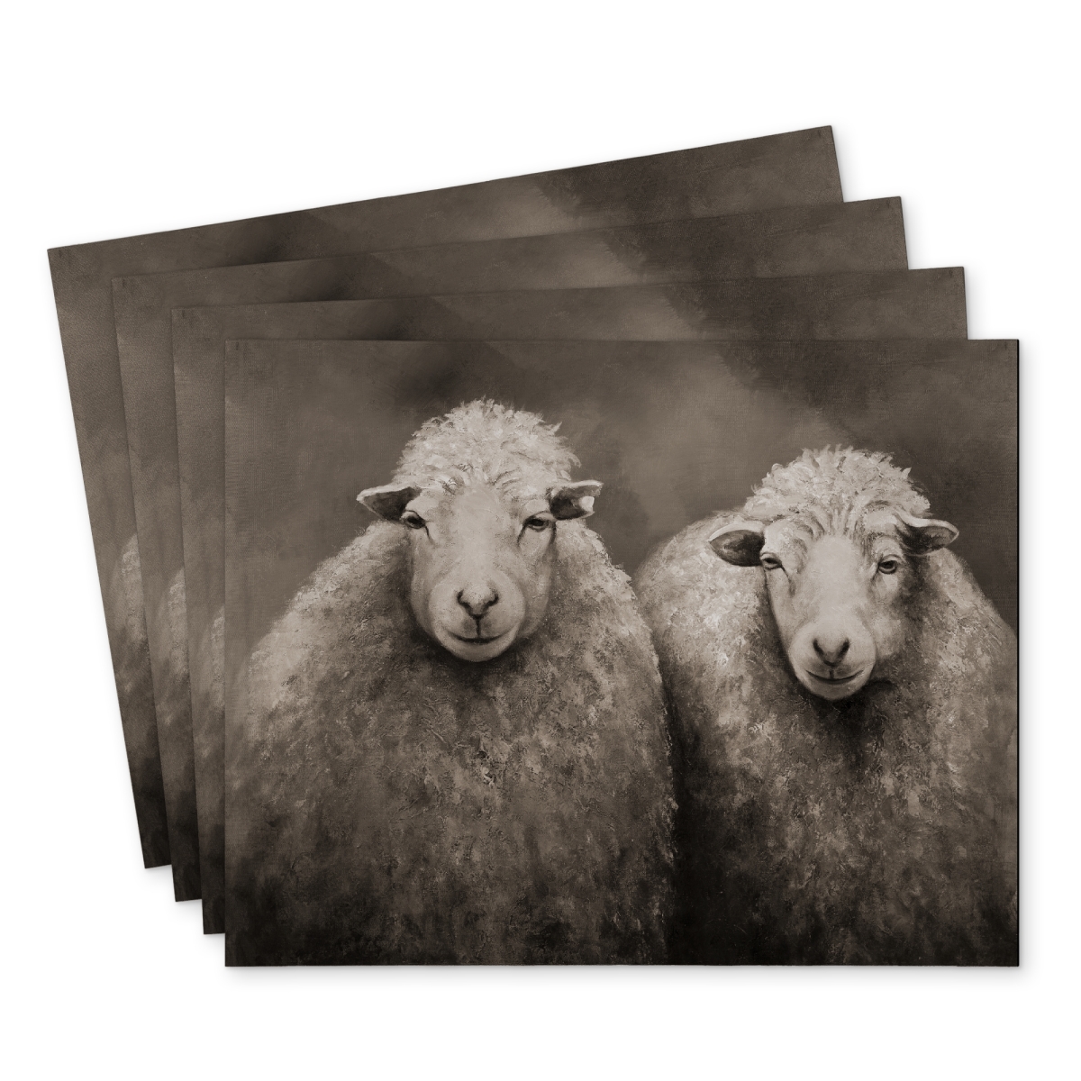 Picture of Begin Home Decor C4PP14188EAF4C 14 x 18 in. Sheep Sepia Polyester Placemat - Stylish Home Decor Accent - Set of 4