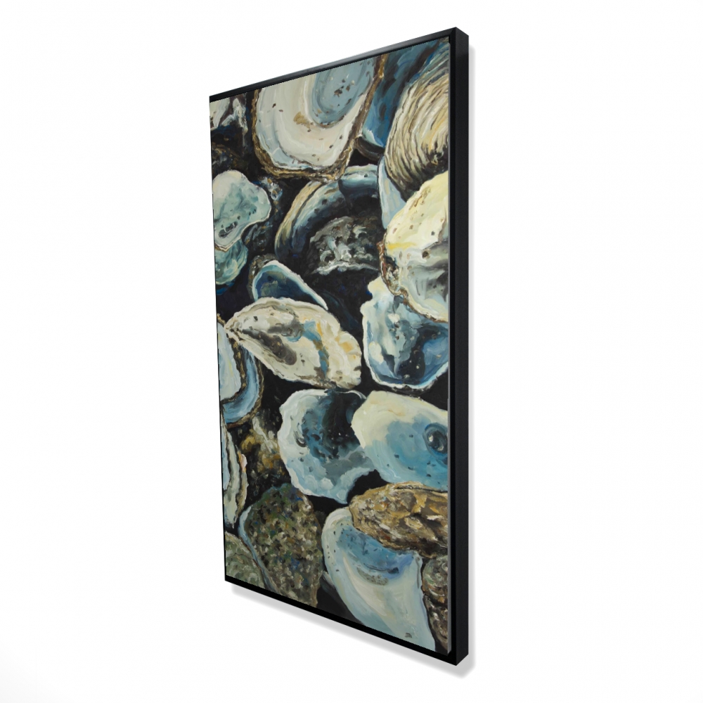 2081-4824-CO164 24 x 48 in. Oyster Shells - Marine Brown Framed Canvas for Home Decor