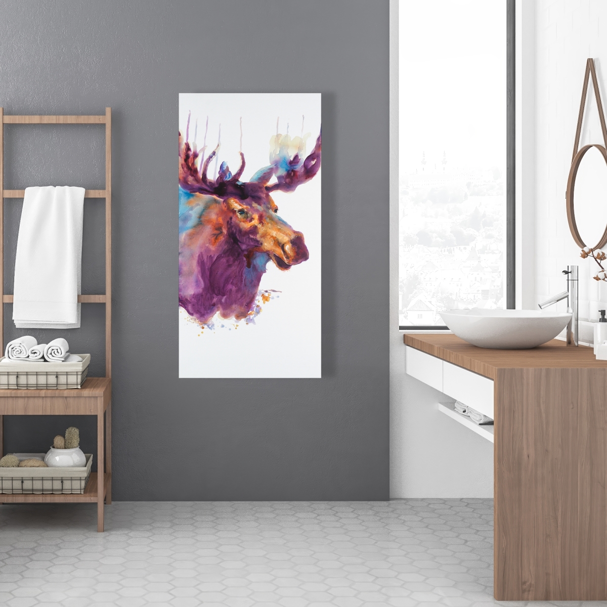 C1RC2448S5ANBD 24 x 48 in. Abstract Moose - Deer Man Cave Canvas for Home Decor
