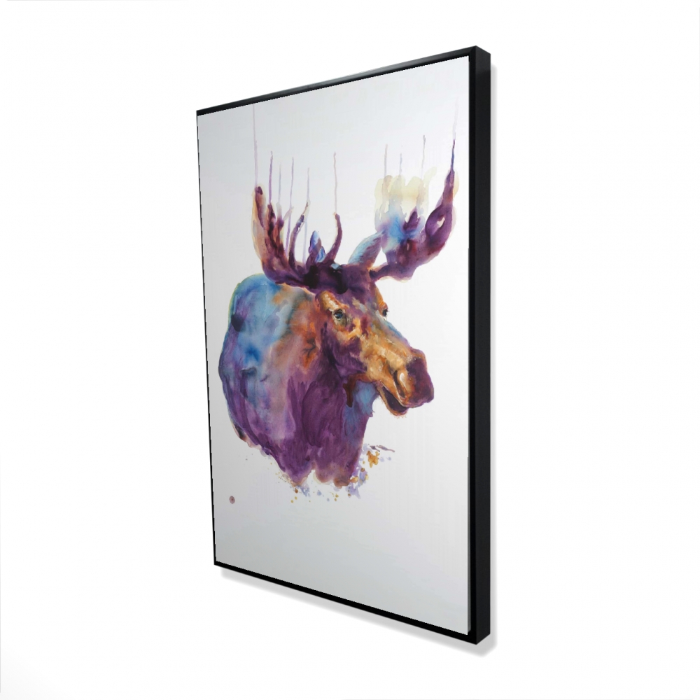 2081-3624-AN254 24 x 36 in. Abstract Moose - Bedroom Deer Framed Canvas Home Decor