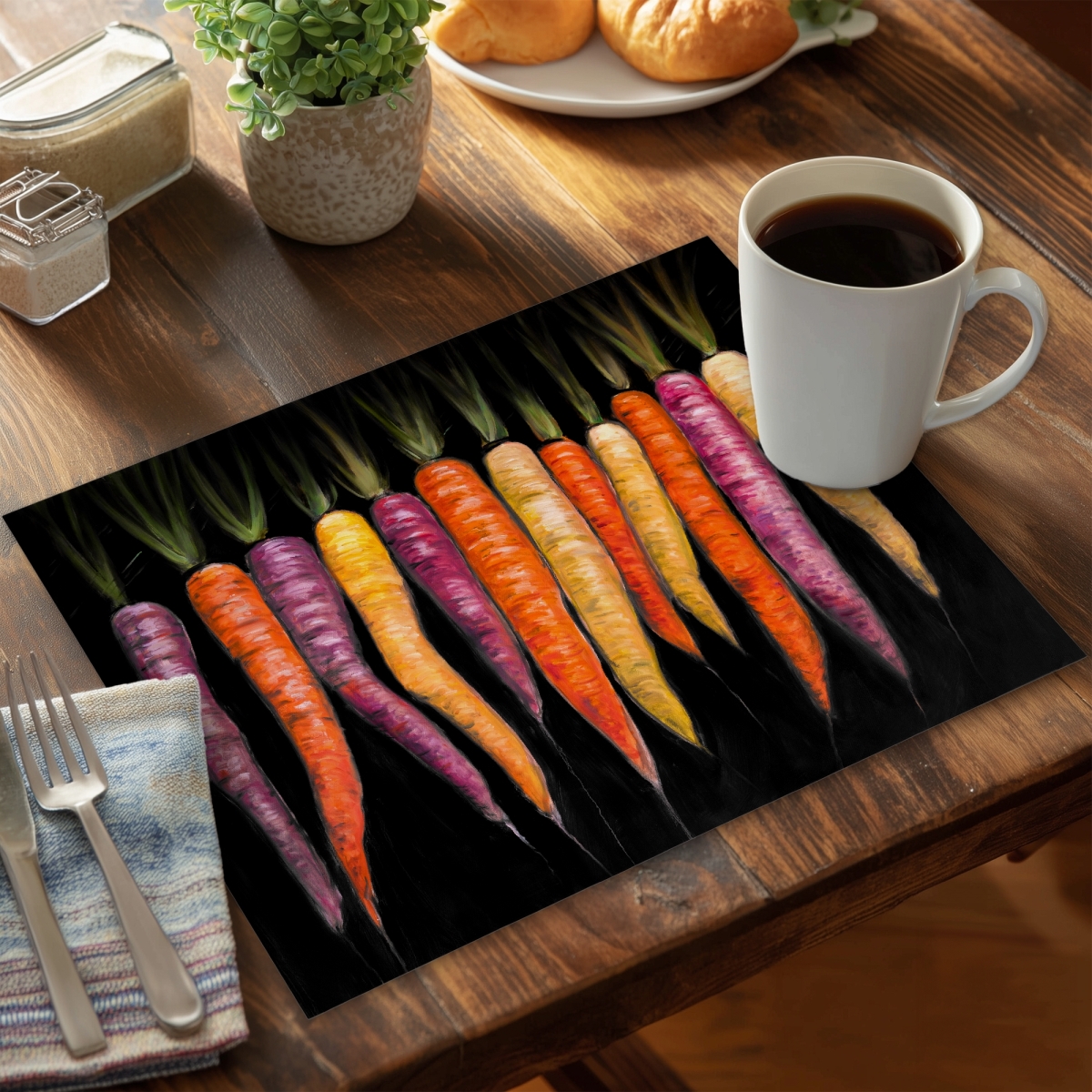 Picture of Begin Home Decor C6PP14180X0UQI 14 x 18 in. Carrots Varieties Polyester Placemat - Home Decor Accent - Set of 6
