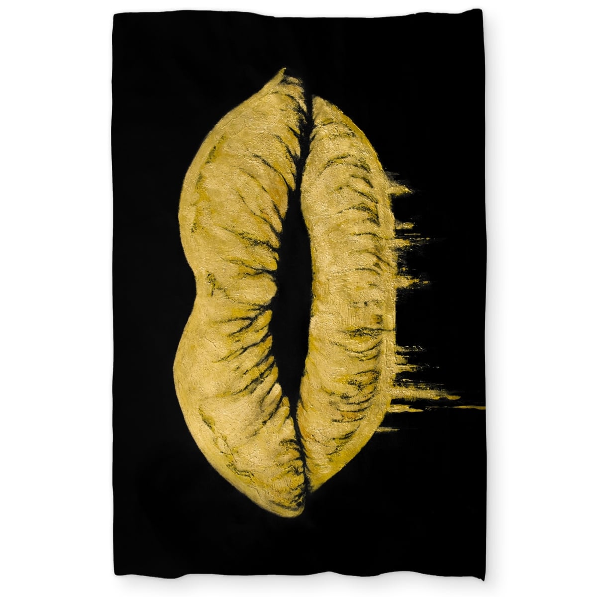 C1DCTSW0WSMY23 Twin Size Golden Lips Bedroom Black Duvet Cover - Stylish Home Decor