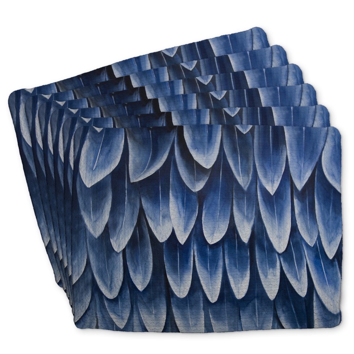 Picture of Begin Home Decor C6BP14183V9WS8 14 x 18 in. Plumage Blue Braided Polyester Placemats for Home Decor - Set of 6