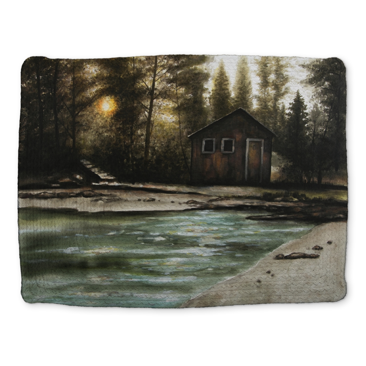 Picture of Begin Home Decor CBPM1418NOZHWG 14 x 18 in. Cabin in the Forest Rustic Man Cave Trees Braided Placemat