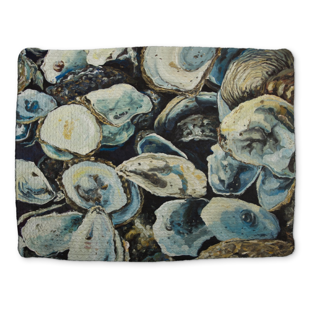 Picture of Begin Home Decor CBPM14188BOTIZ 14 x 18 in. Coastal Blue Marine Oyster Shells Polyester Placemat Decor