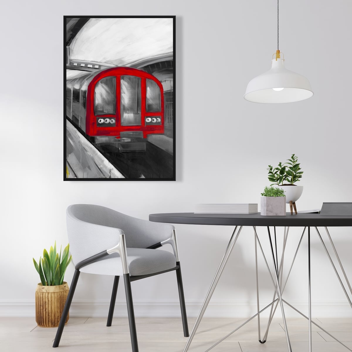 C1FC24360RQLBN 24 x 36 in. Waiting Subway - Train Office Framed Canvas for Home Decor