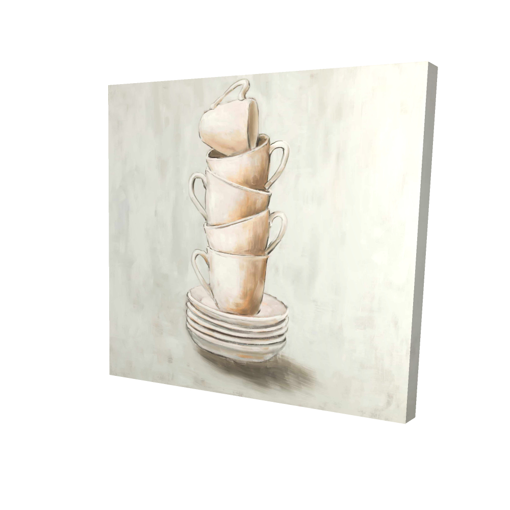 2080-2424-SL19 24 x 24 in. Gray Kitchen Canvas - Stacked Cups Home Decor Contemporary