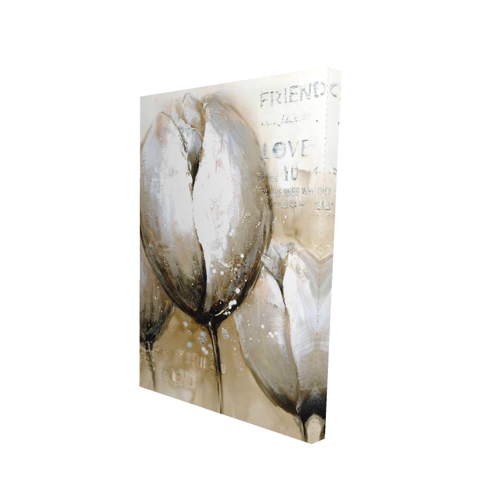 2080-3624-FL46 24 x 36 in. Three Tulips with Typography - Beige Canvas Home Decor