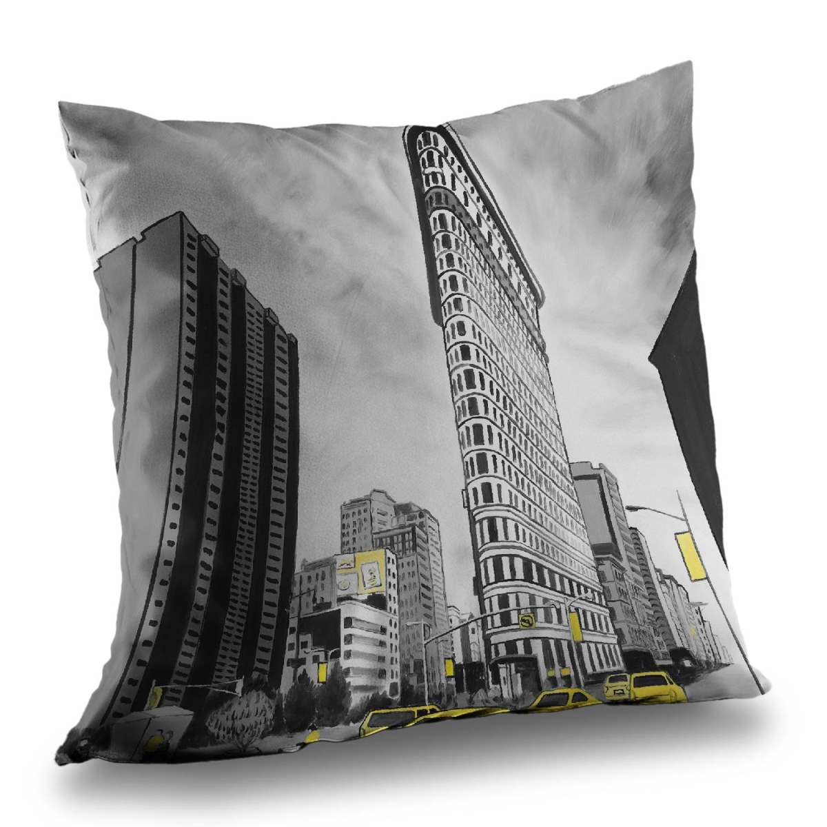 C1PT1414N82FET 14 x 14 in. Flatiron Building Illustrative Throw Pillow - Home Decor Insert