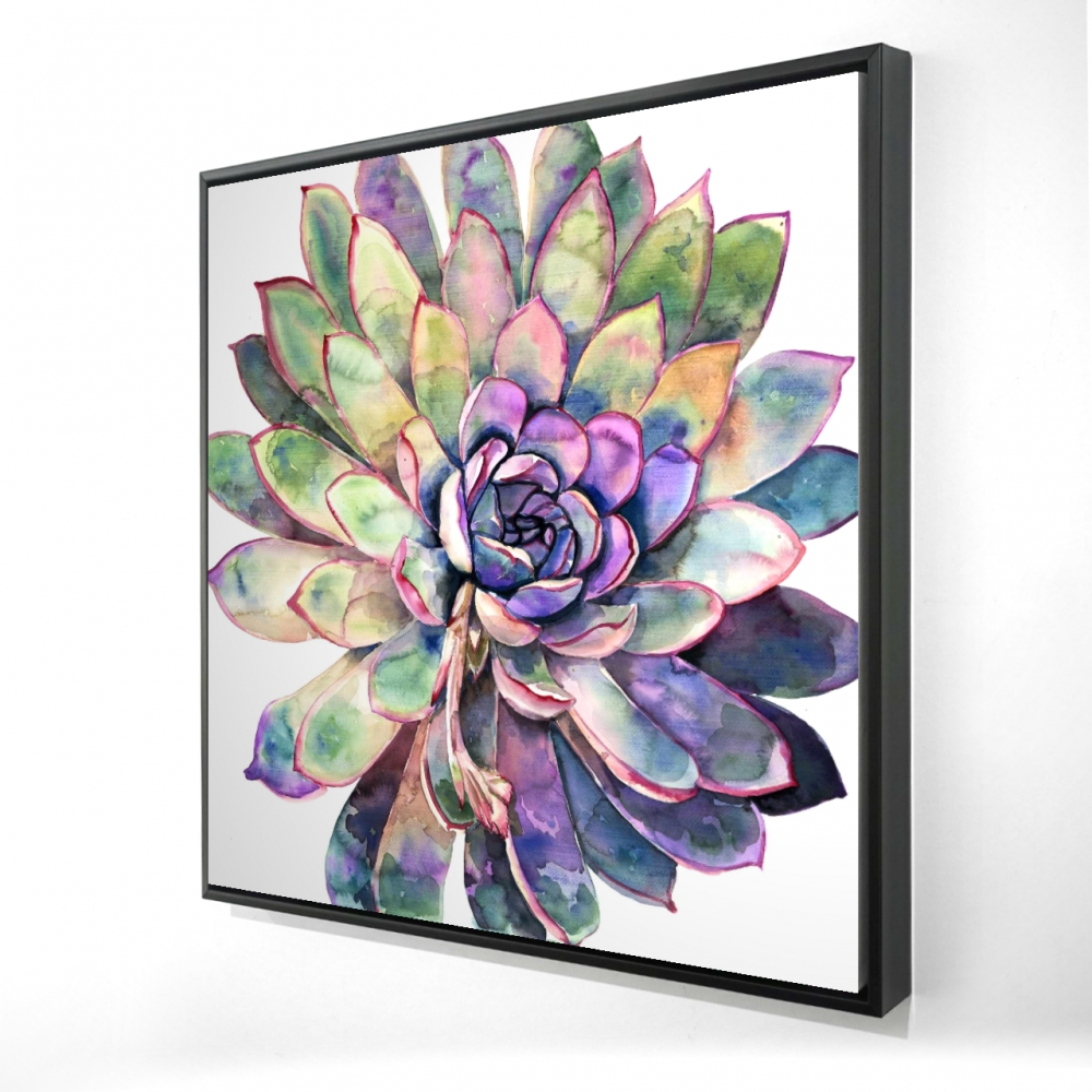 2081-3636-FL361 36 x 36 in. Multicolored Succulent - Office Botanical Framed Canvas Decor