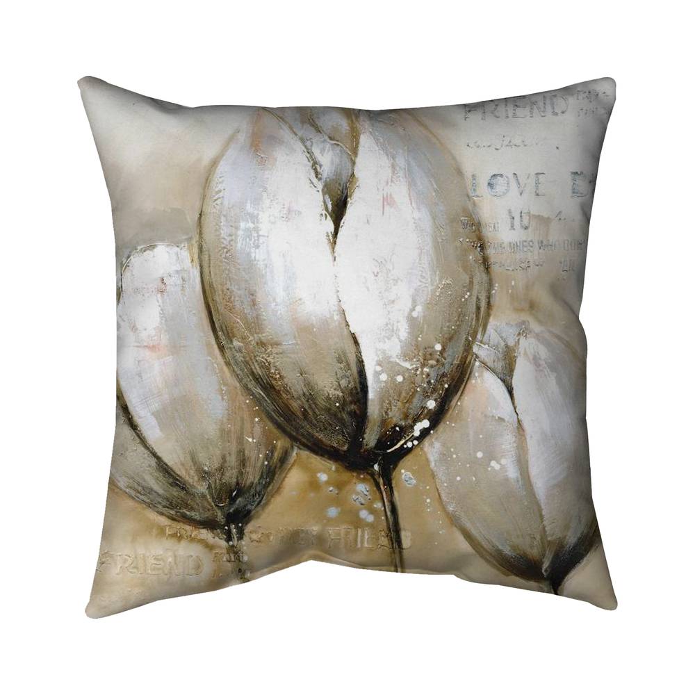 5541-1616-FL46 16 x 16 in. Botanical Beige Pillow - Three Tulips Typography Home Decor